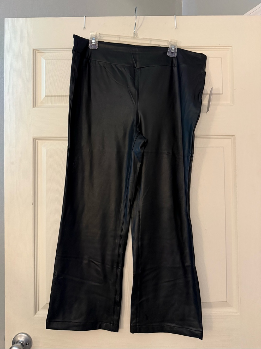 George Black Faux Leather Wide-Leg Pants